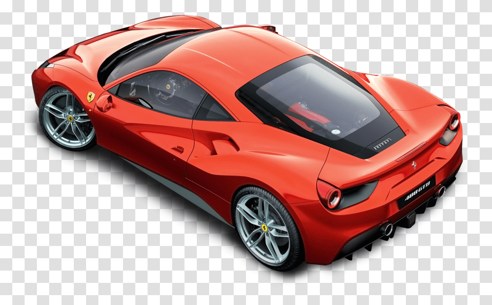 Red Ferrari Top Car Ferrari 488 Top View, Vehicle, Transportation, Automobile, Sports Car Transparent Png