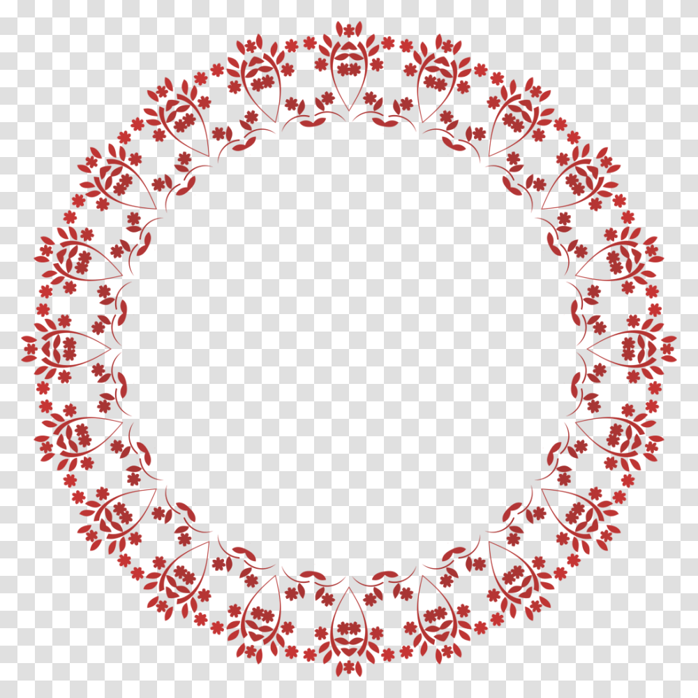 Red Floral Border Image Border Design Circle, Rug, Alphabet, Oval Transparent Png