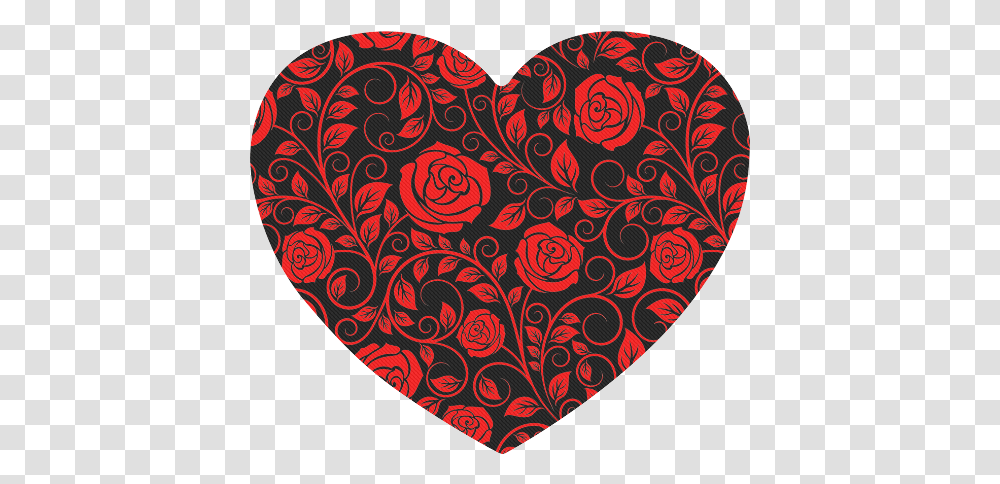 Red Floral Roses With Scrolls And Leaves Shaped Mousepad Id D536392 Tapeta Wzr Re, Rug, Pattern, Heart Transparent Png