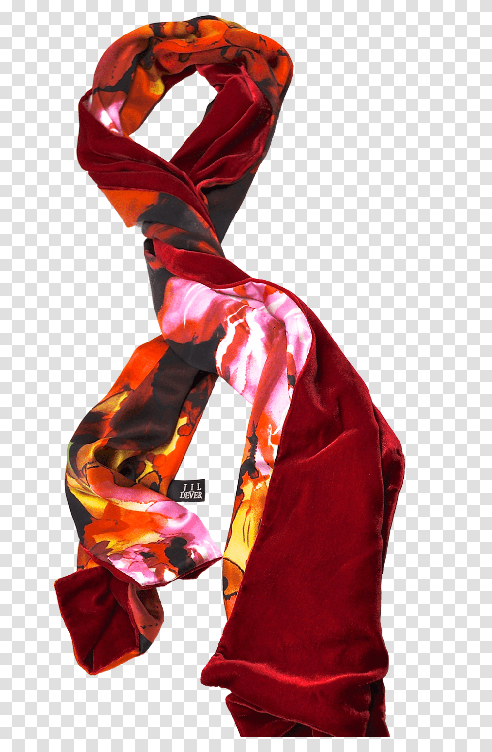 Red Floral Silk And Velvet Reversible Oblong Scarf Scarf, Dance Pose, Leisure Activities, Performer, Person Transparent Png