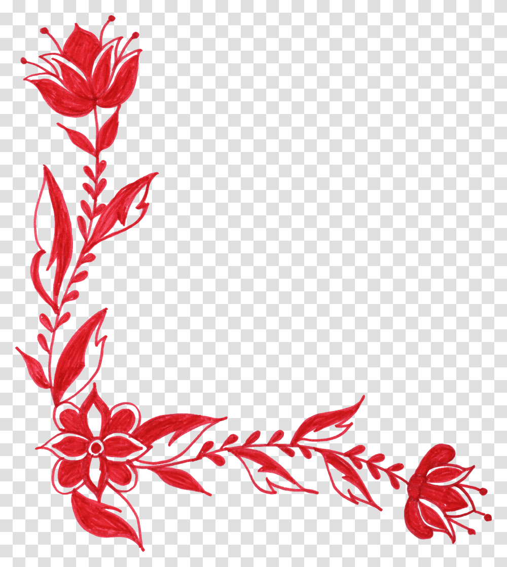 Red Flower Frame, Floral Design, Pattern Transparent Png