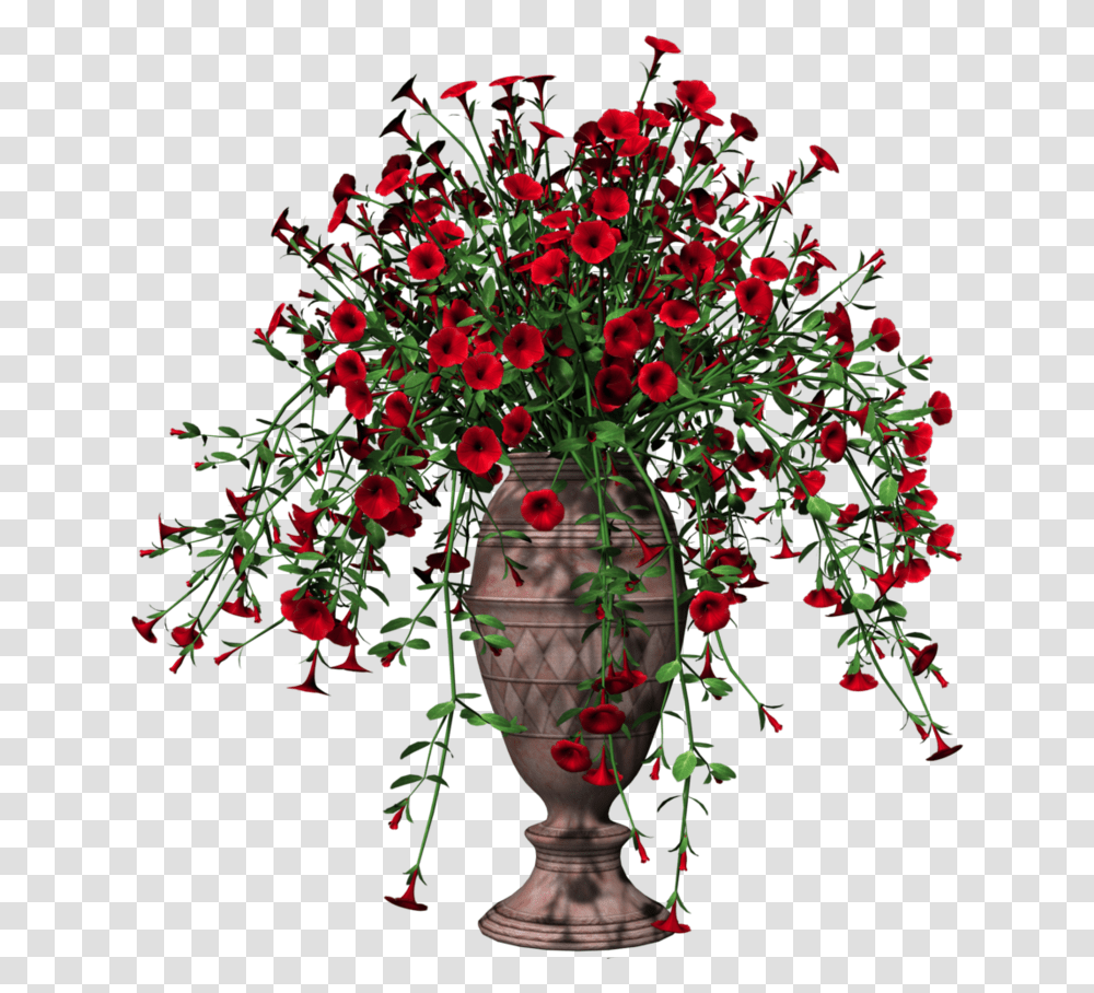 Red Flower Pot Clipart Download Flower With Pot, Floral Design, Pattern, Head Transparent Png