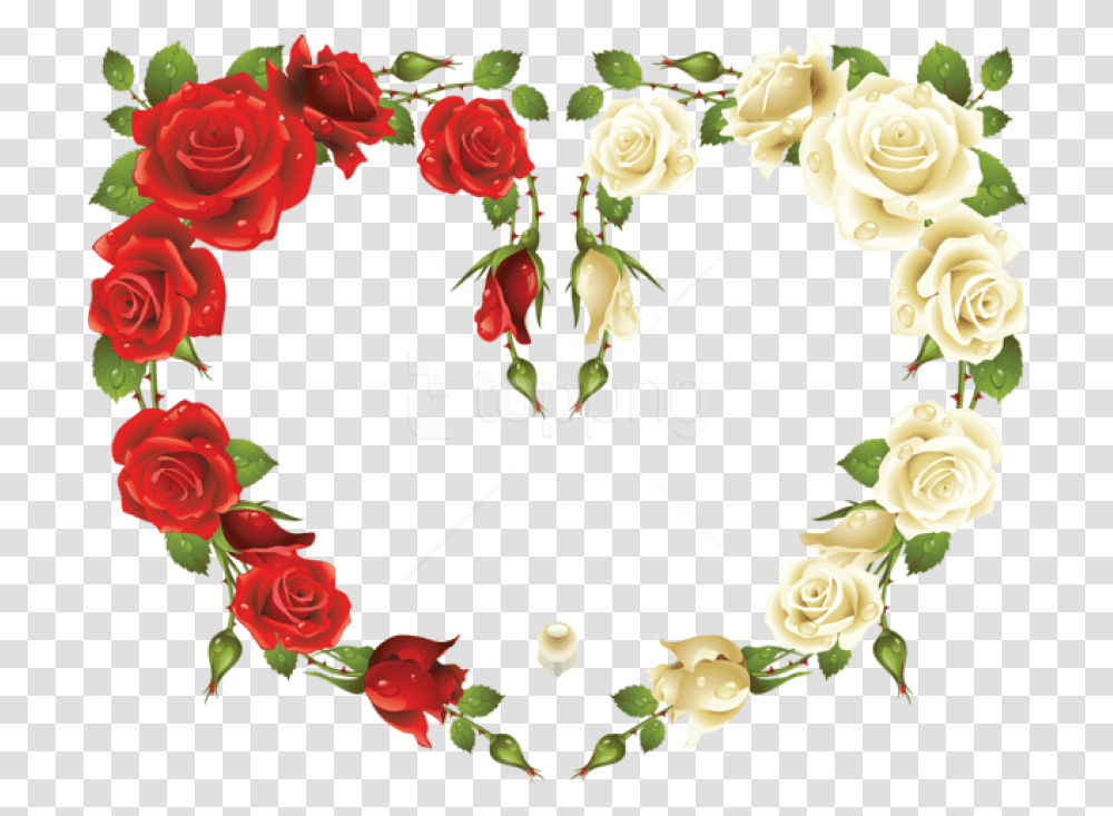 Red Flowers Frame 1 Image Heart Flower Border, Graphics, Floral Design, Pattern, Plant Transparent Png