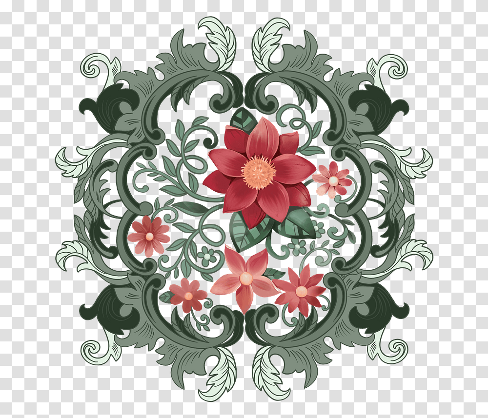 Red Flowers Ornament Clipart Free Download Chrysanths, Floral Design, Pattern, Graphics, Rug Transparent Png