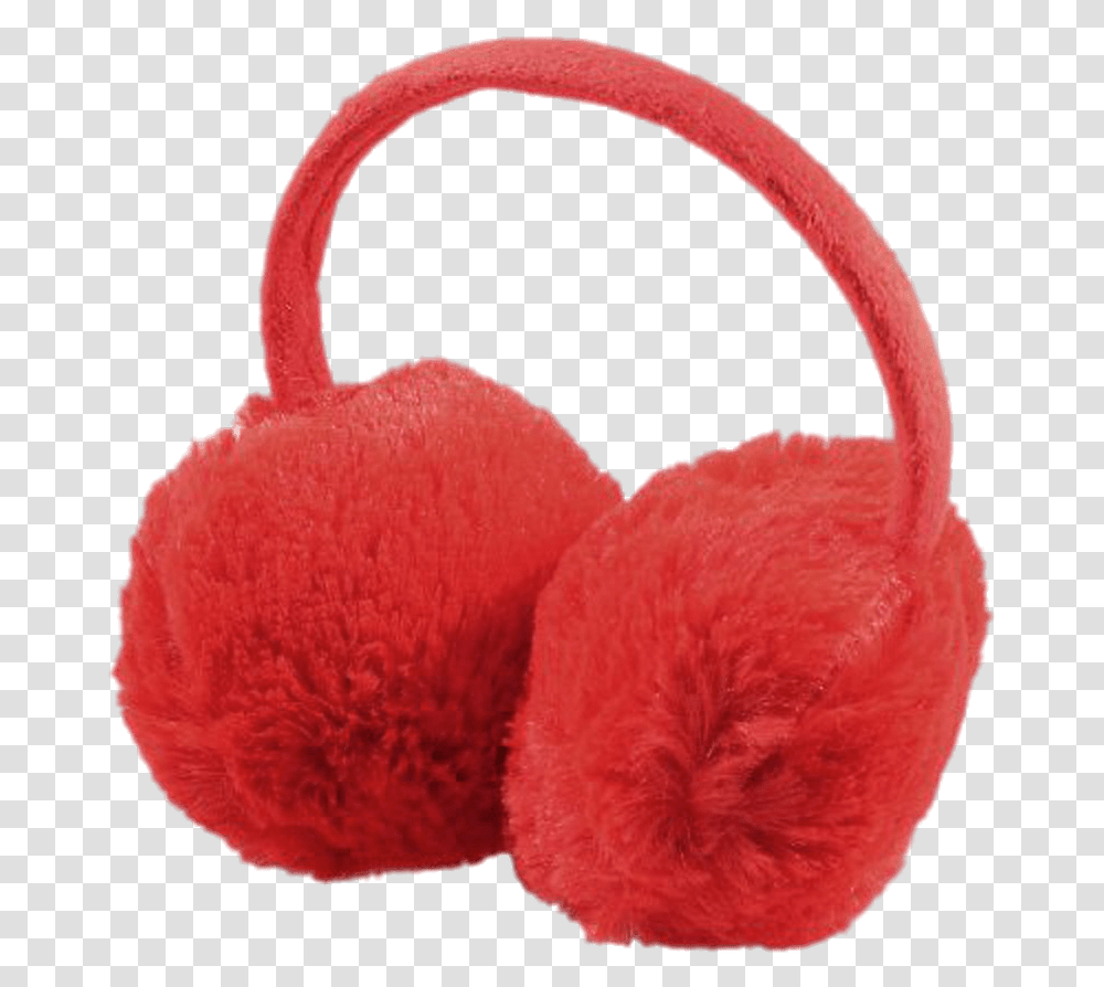 Red Fluffy Earmuffs Ear Cover For Winter, Fur, Watering Can, Tin, Cushion Transparent Png