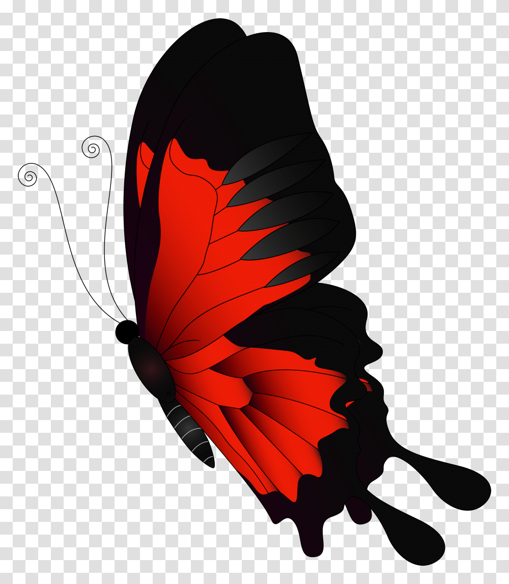 Red Flying Butterfly Clip, Floral Design, Dragon Transparent Png