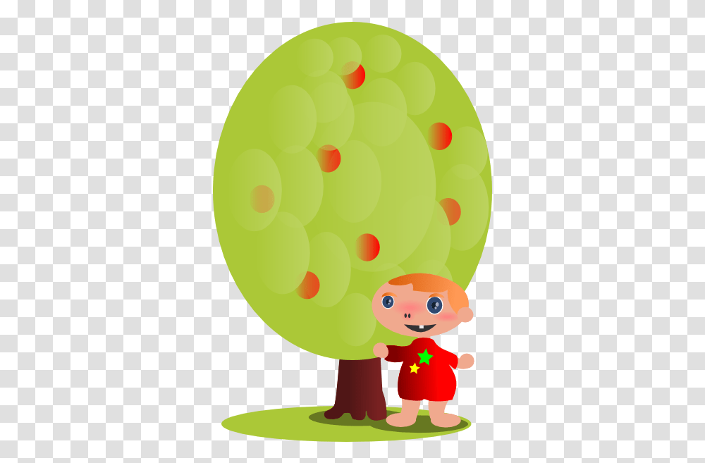Red Fruit Tree With A Baby Clip Art Vector Arbre Enfant Dessin, Ball, Food, Egg, Bowling Transparent Png