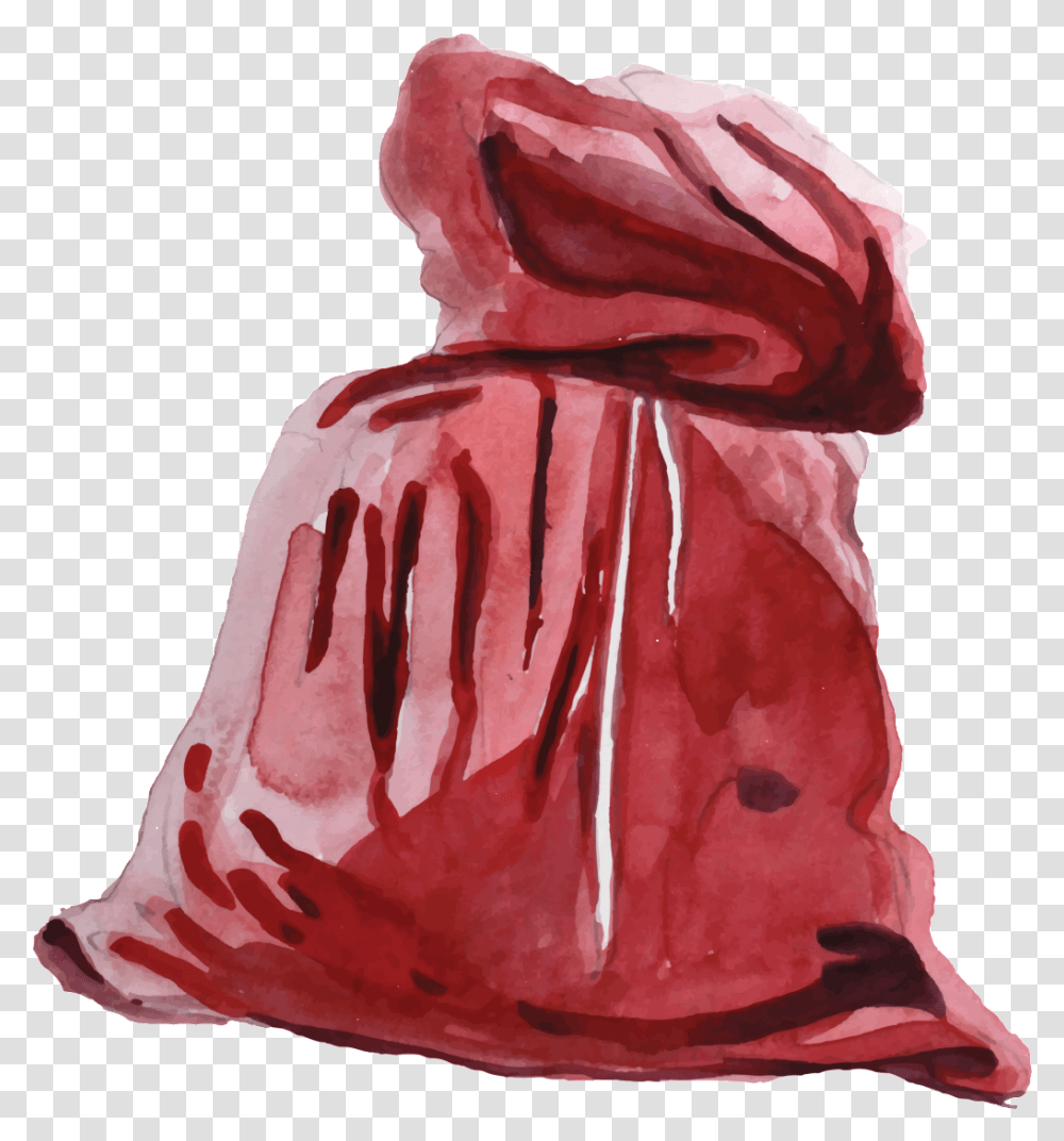 Red Gift Bag Watercolor Painting Full, Clothing, Sweets, Food, Art Transparent Png
