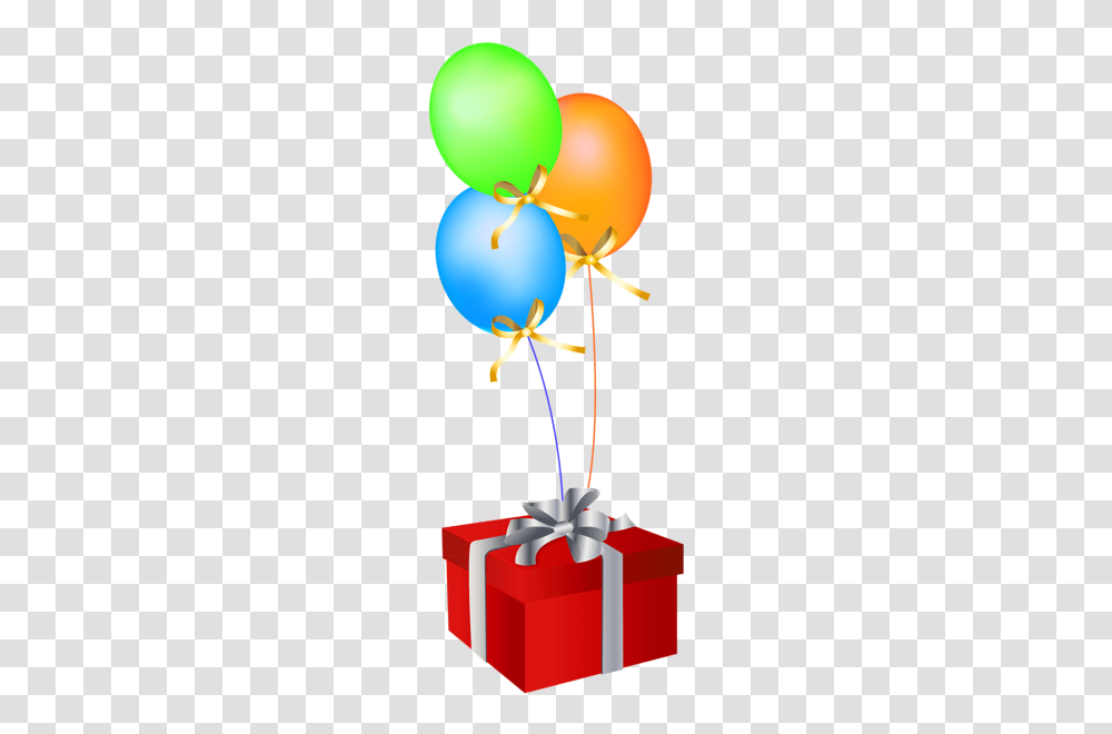 Red Gift Box With Balloons Birthday Happy, Rattle Transparent Png