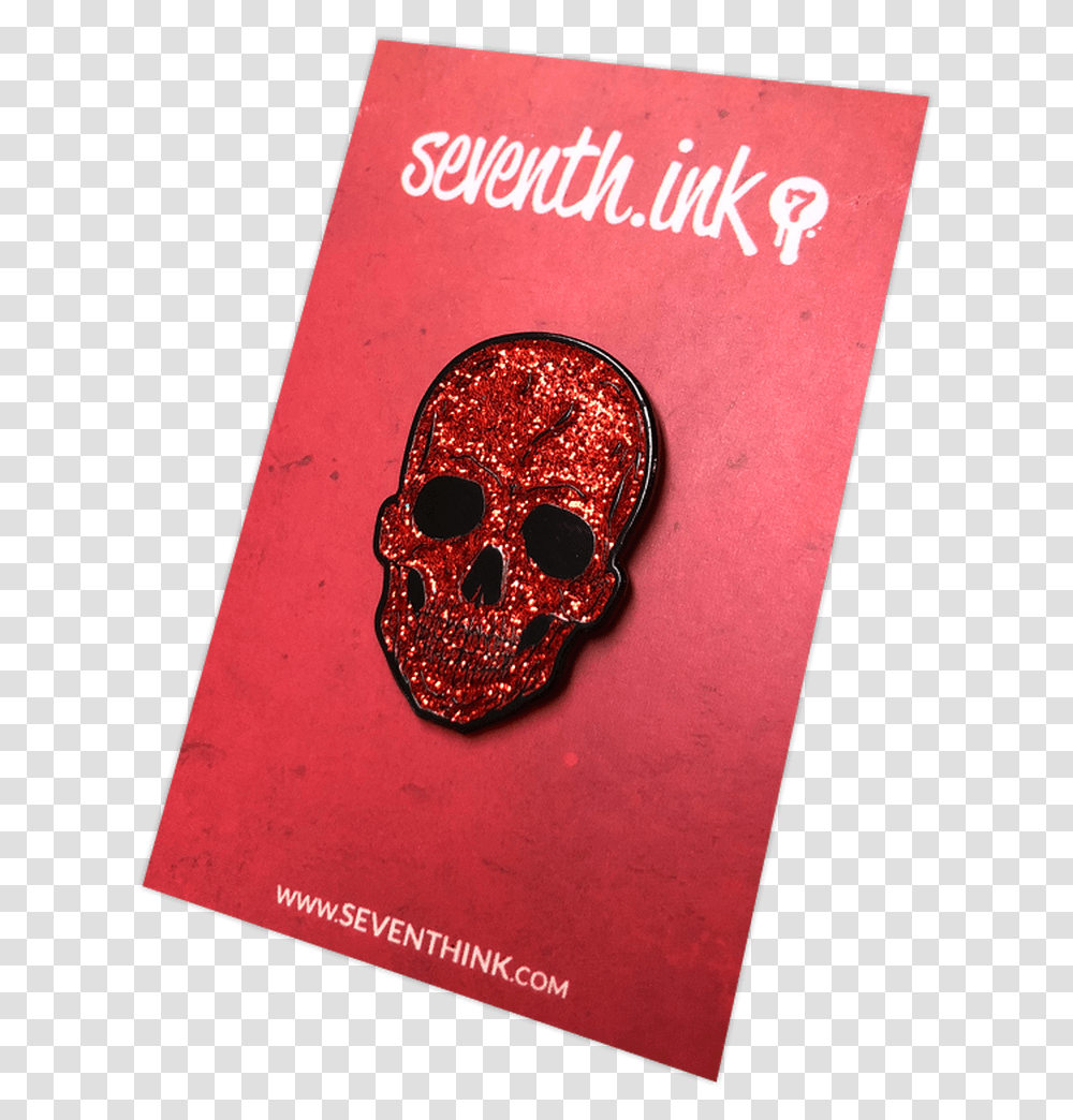 Red Glitter Skull Enamel Pin Lapel Pin, Book, Plectrum, Novel, Wax Seal Transparent Png