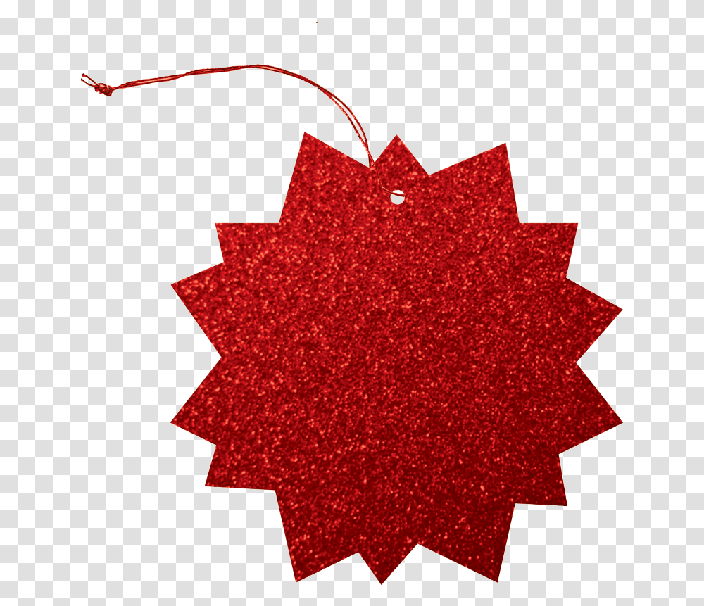 Red Glitter Star Burst Die Cut Tag Dot, Leaf, Plant, Tree, Cross Transparent Png