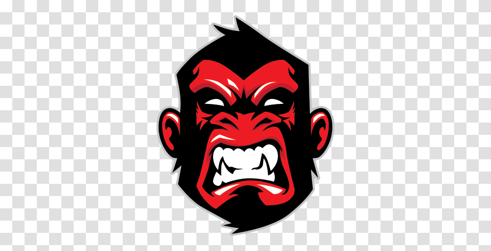 Red Gorilla Logo Angry Cartoon Monkey Face, Poster, Advertisement, Stencil Transparent Png