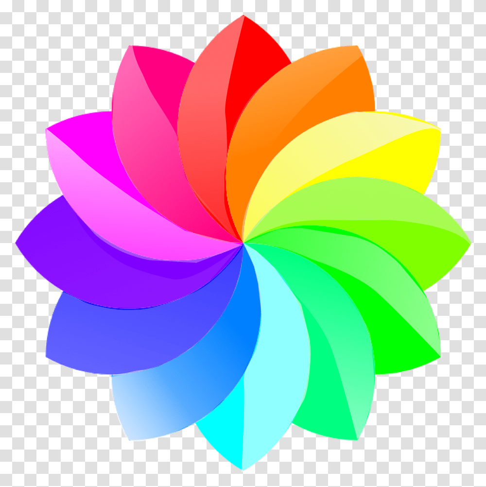 Red Green Blue Rainbow Flower Clipart, Logo, Symbol, Trademark, Graphics Transparent Png