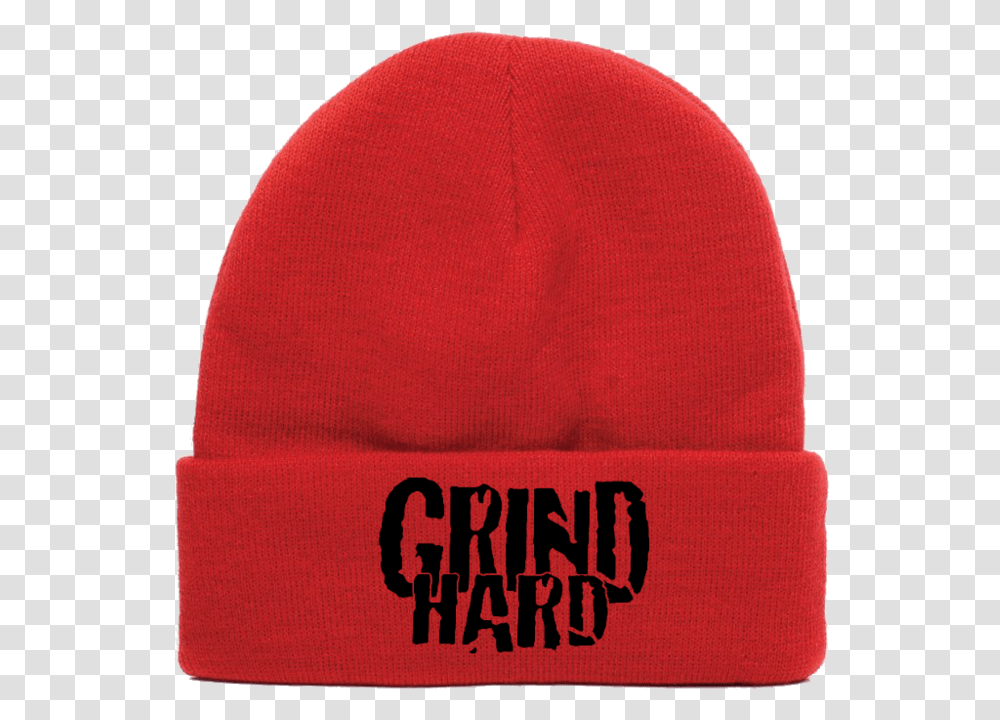 Red Grind Hard Beanie Download, Apparel, Fleece, Baseball Cap Transparent Png