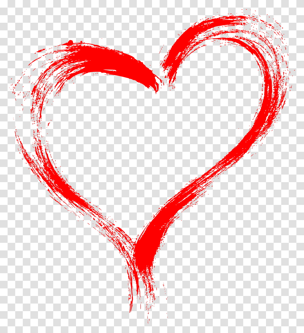Red Grunge Brush Stroke Heart Background Brush Stroke Heart Clipart Transparent Png