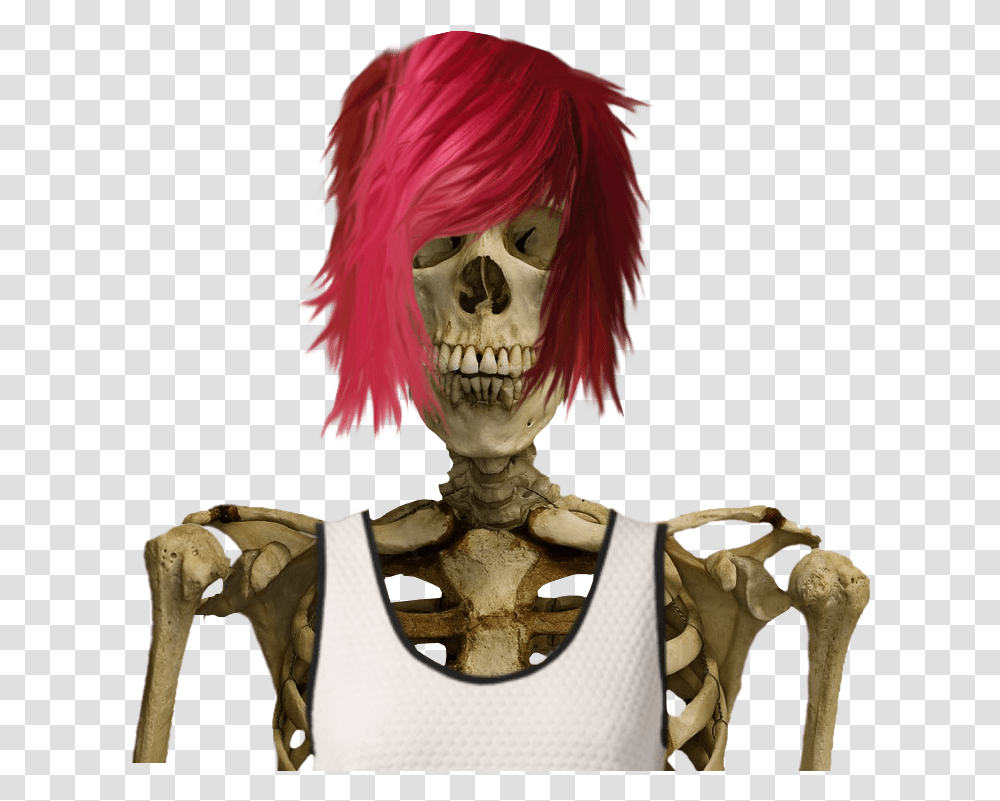 Red Haired Skeleton Image Skeleton With Red Wig, Costume Transparent Png