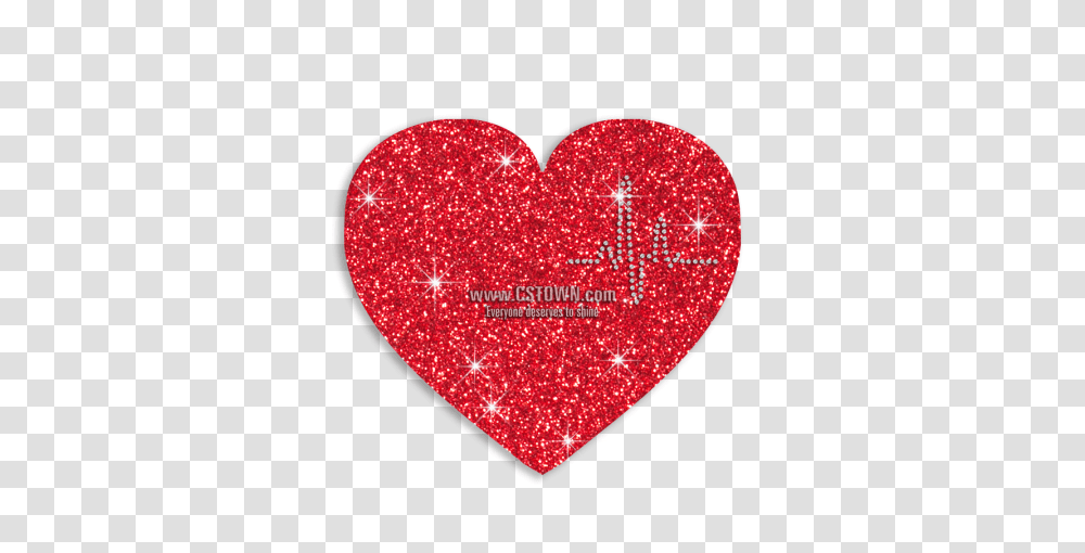 Red Heart Beat Iron On Glitter Rhinestone Transfer, Balloon, Light Transparent Png