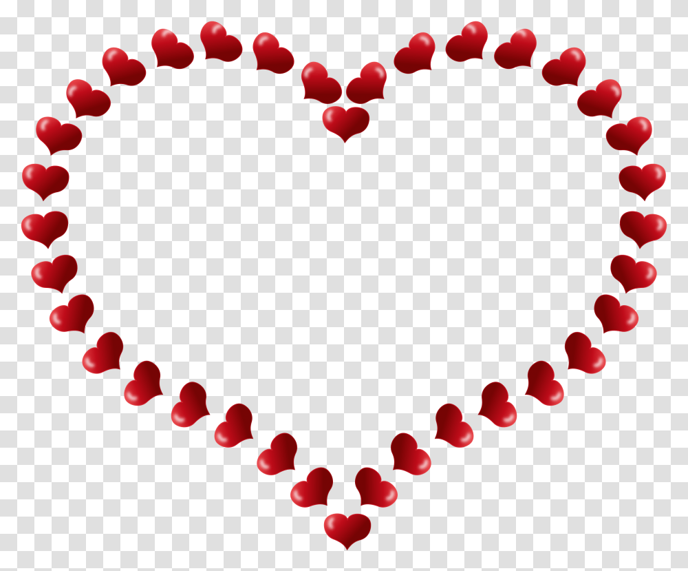 Red Heart Shaped Border With Little Hearts, Plant, Petal, Flower, Blossom Transparent Png