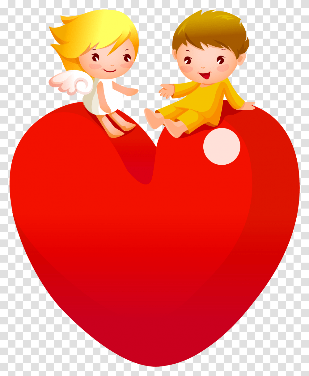 Red Heart With Angels Lady A New Whatsapp Dp Hd, Balloon, Cupid, Ketchup Transparent Png