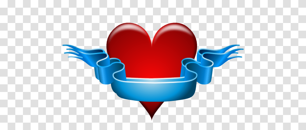 Red Heart With Blank Blue Ribbon Clip Art For Web, Cushion Transparent Png