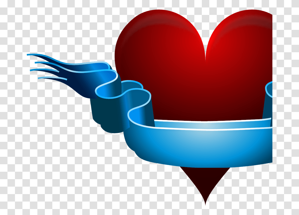 Red Heart With Blank Blue Ribbon Svg Lovely, Graphics, Plastic Transparent Png