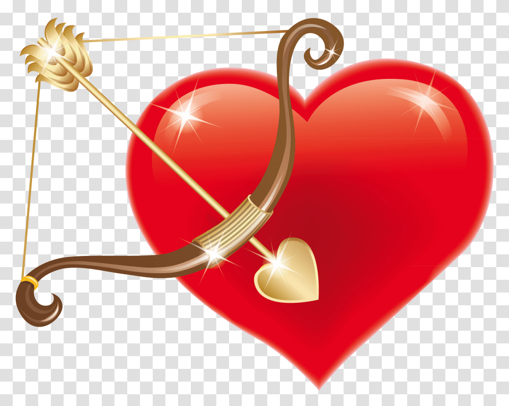 Red Heart With Cupid Bow Clipart Picture Valentine Heart Cupids Bow And Arrow, Balloon, Wax Seal Transparent Png