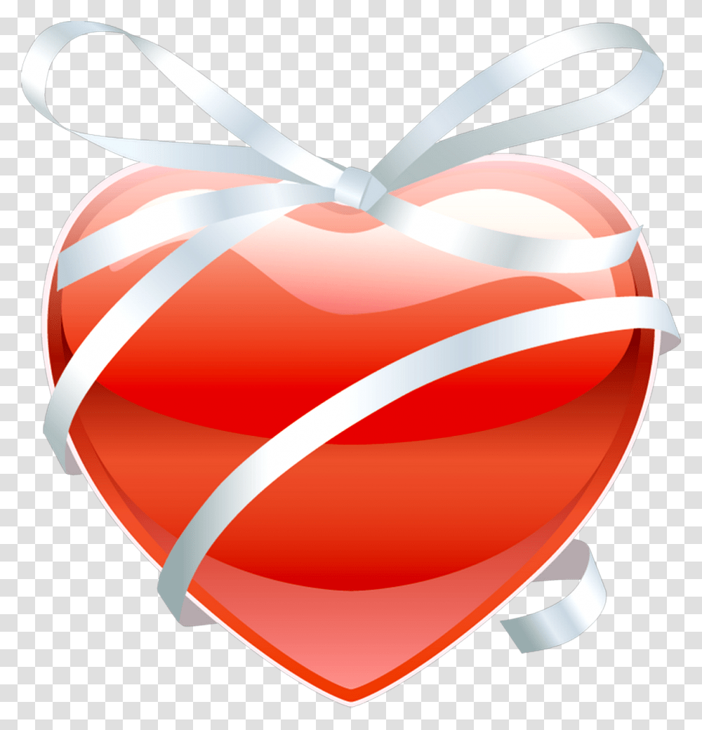 Red Heart With Ribbon Vector, Balloon, Gift Transparent Png