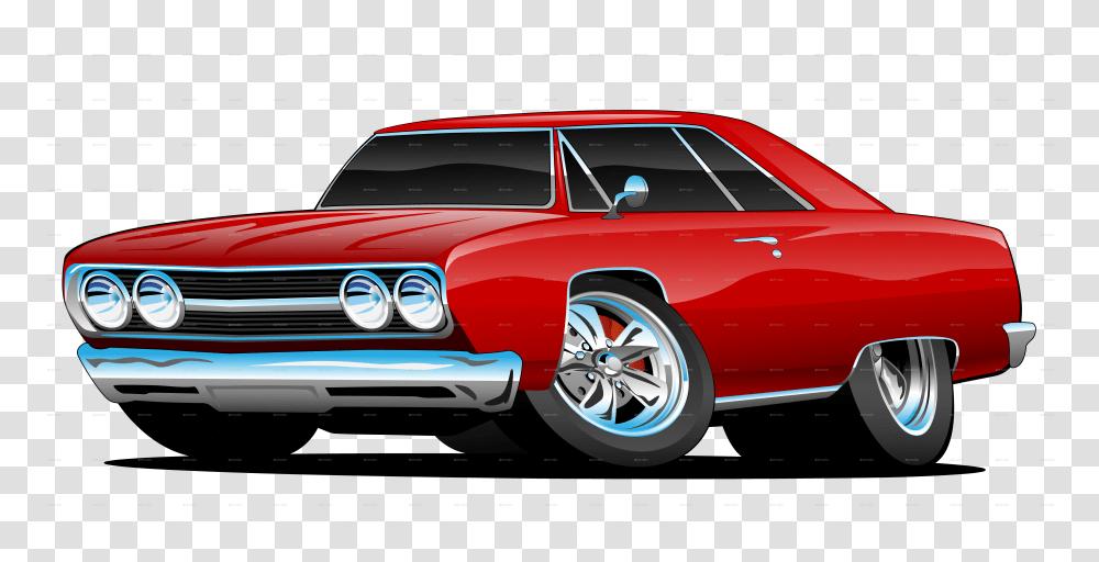 Red Hot Classic Muscle Car Coupe Muscle Car Hot Rod Cartoon, Vehicle, Transportation, Automobile, Sedan Transparent Png