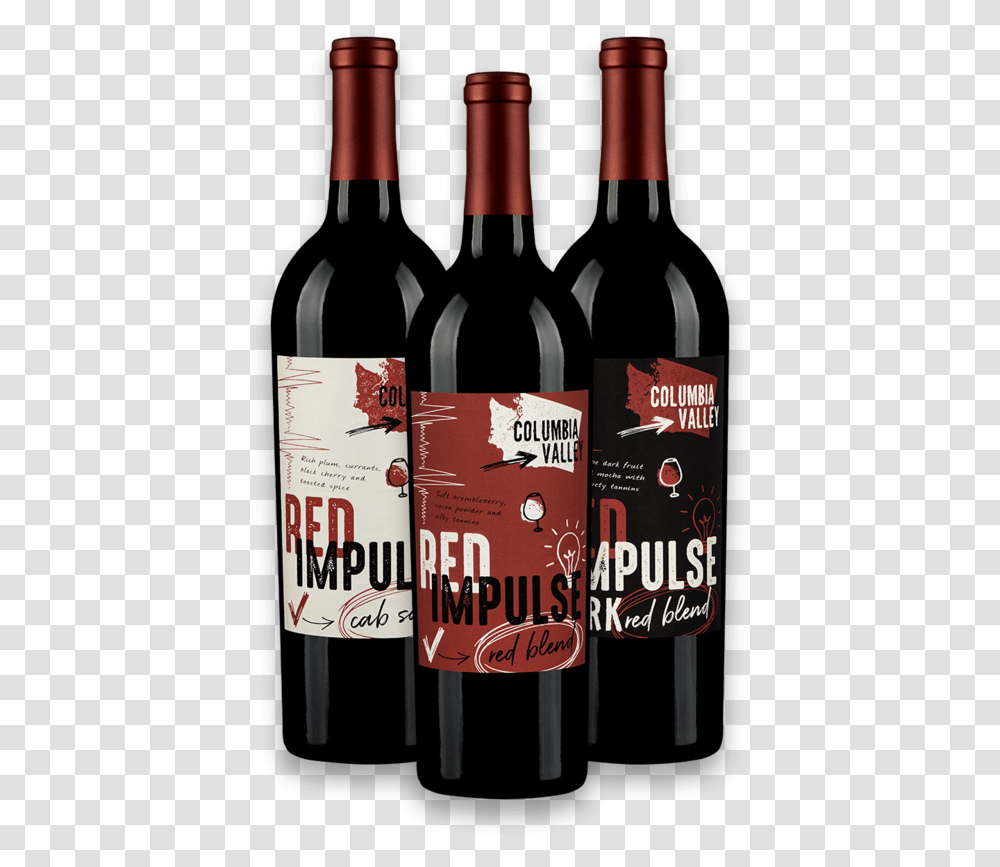 Red Impluse Lineup Wine Bottle, Beverage, Drink, Alcohol, Red Wine Transparent Png