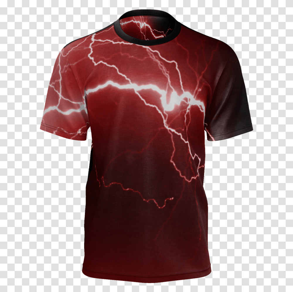 Red Lightning Mens T Active Shirt, Clothing, Apparel, T-Shirt, Dye Transparent Png