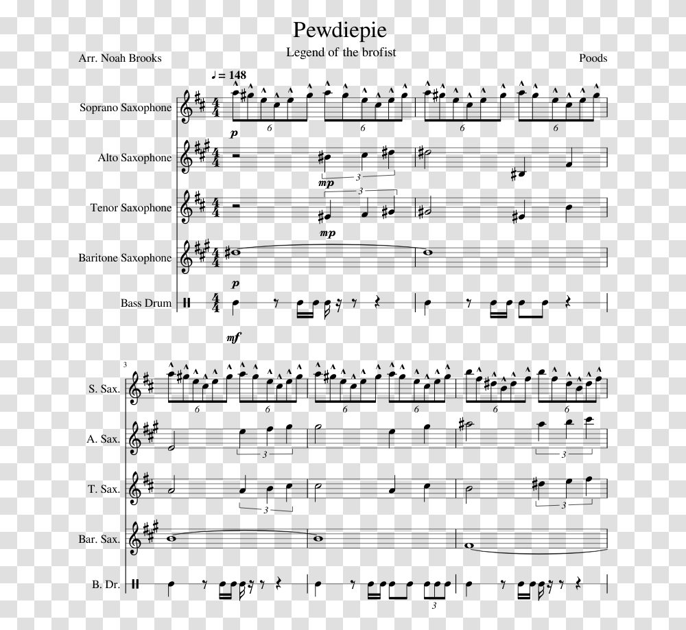 Red Like Roses Alto Sax Sheet Music, Gray, World Of Warcraft Transparent Png