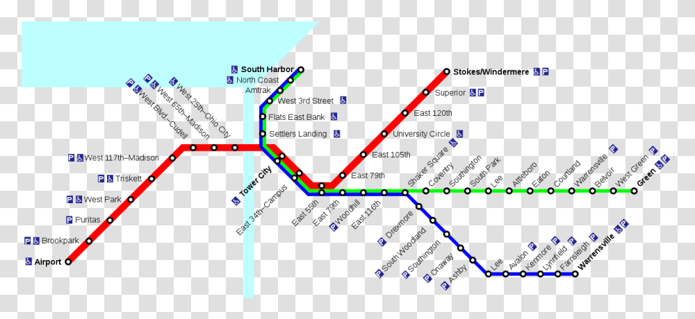 Red Line Cleveland - Map Lines Route Hours Tickets Cleveland Rta Red Line, Plot, Text, Diagram, Lighting Transparent Png