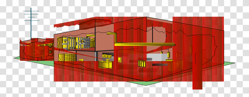 Red Lines Appearing In Picture House, Transportation, Vehicle, Shipping Container, Barge Transparent Png