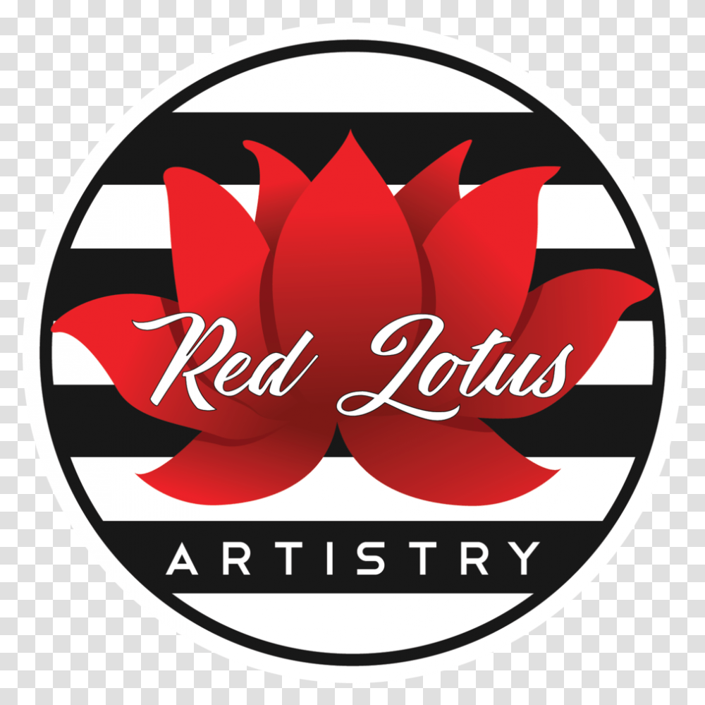 Red Lotus Artistry Logo, Label, Text, Symbol, Plant Transparent Png