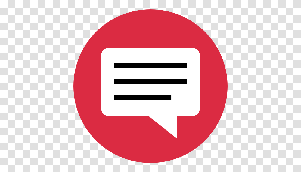 Red Messenger Symbol Comment Youtube Logo, Label, Text, First Aid, Sticker Transparent Png