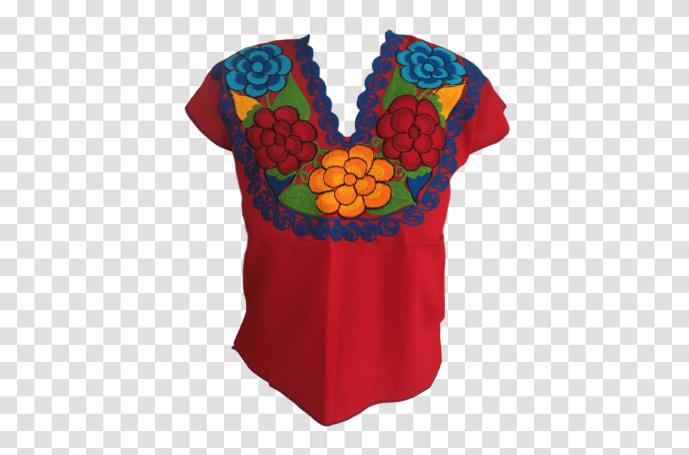 Red Mexican Blouse With Flowers Casa Fiesta Designs, Apparel, Shirt, Diaper Transparent Png