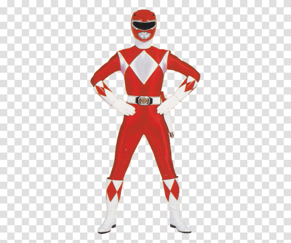 Red Mighty Morphin Power RangTitle Red Mighty Power Rangers Red, Person, Human, Costume, Figurine Transparent Png