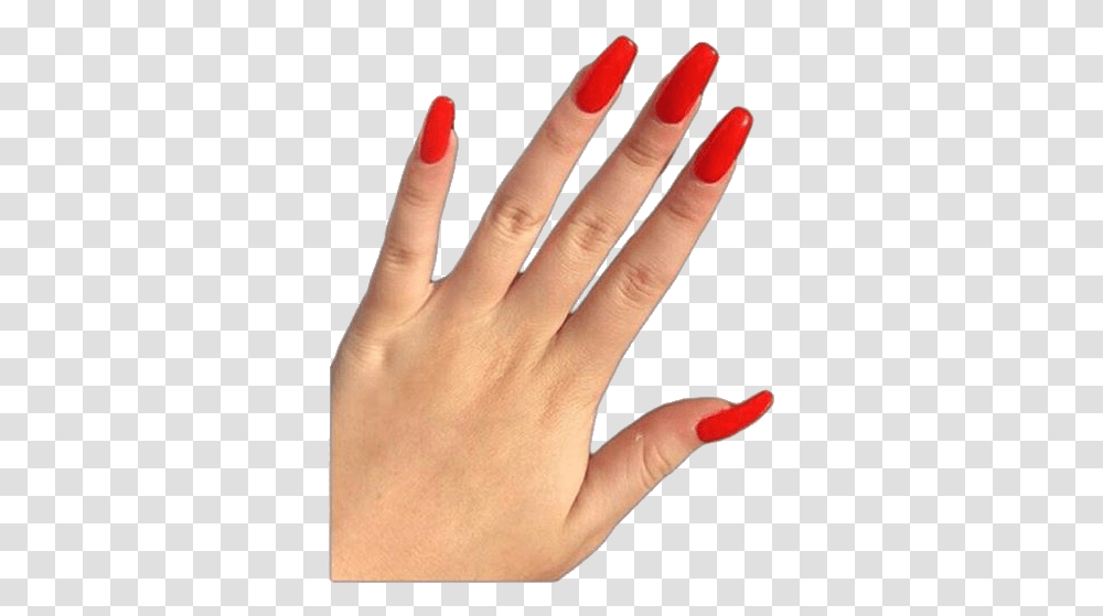 Red Nails Acrylic Nailpolish Aesthetic Hand Freetoedit Aesthetic Red Nails, Person, Human, Manicure Transparent Png