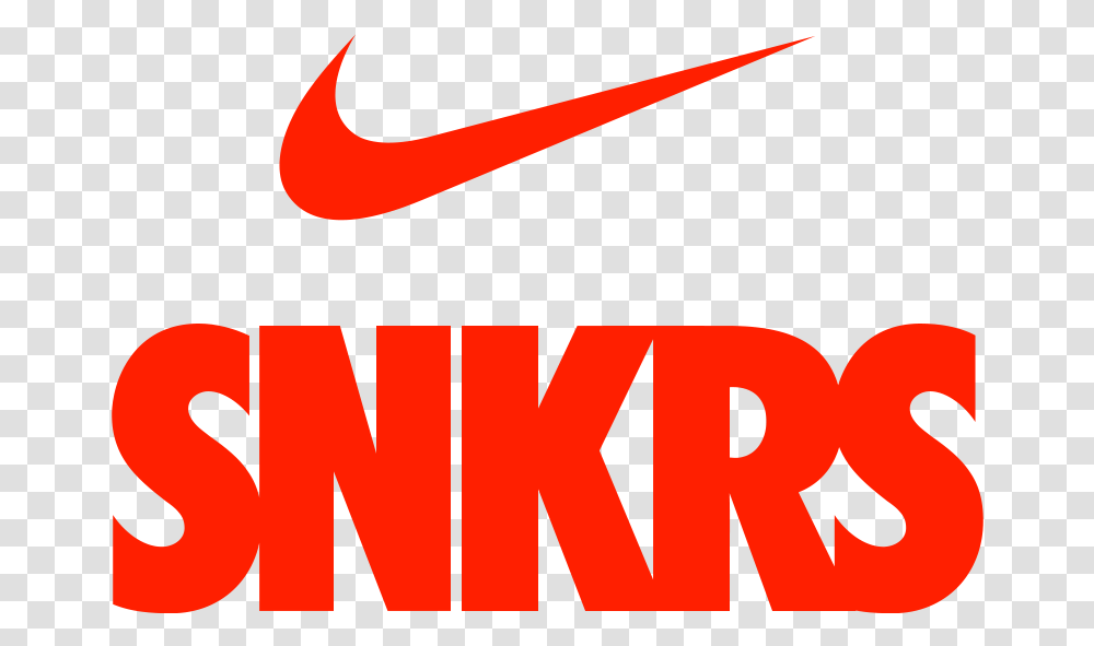 Red Nike Logo Picture Nike Snkrs Logo, Text, Symbol, Word, Alphabet Transparent Png