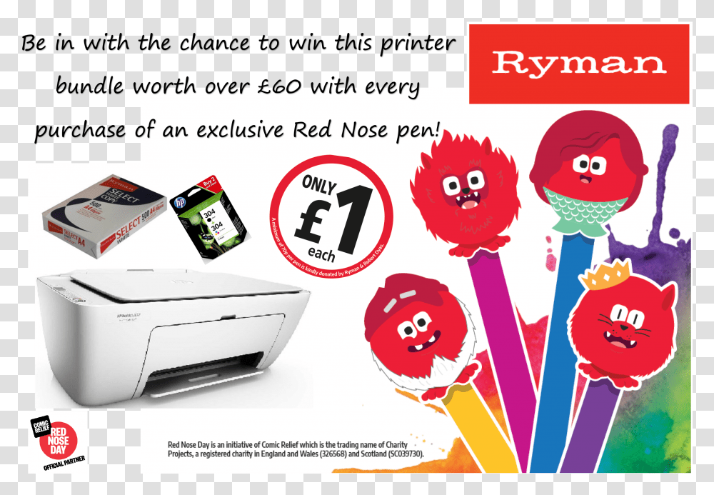Red Nose Day Raffle At Ryman Ryman, Label, Poster, Advertisement Transparent Png