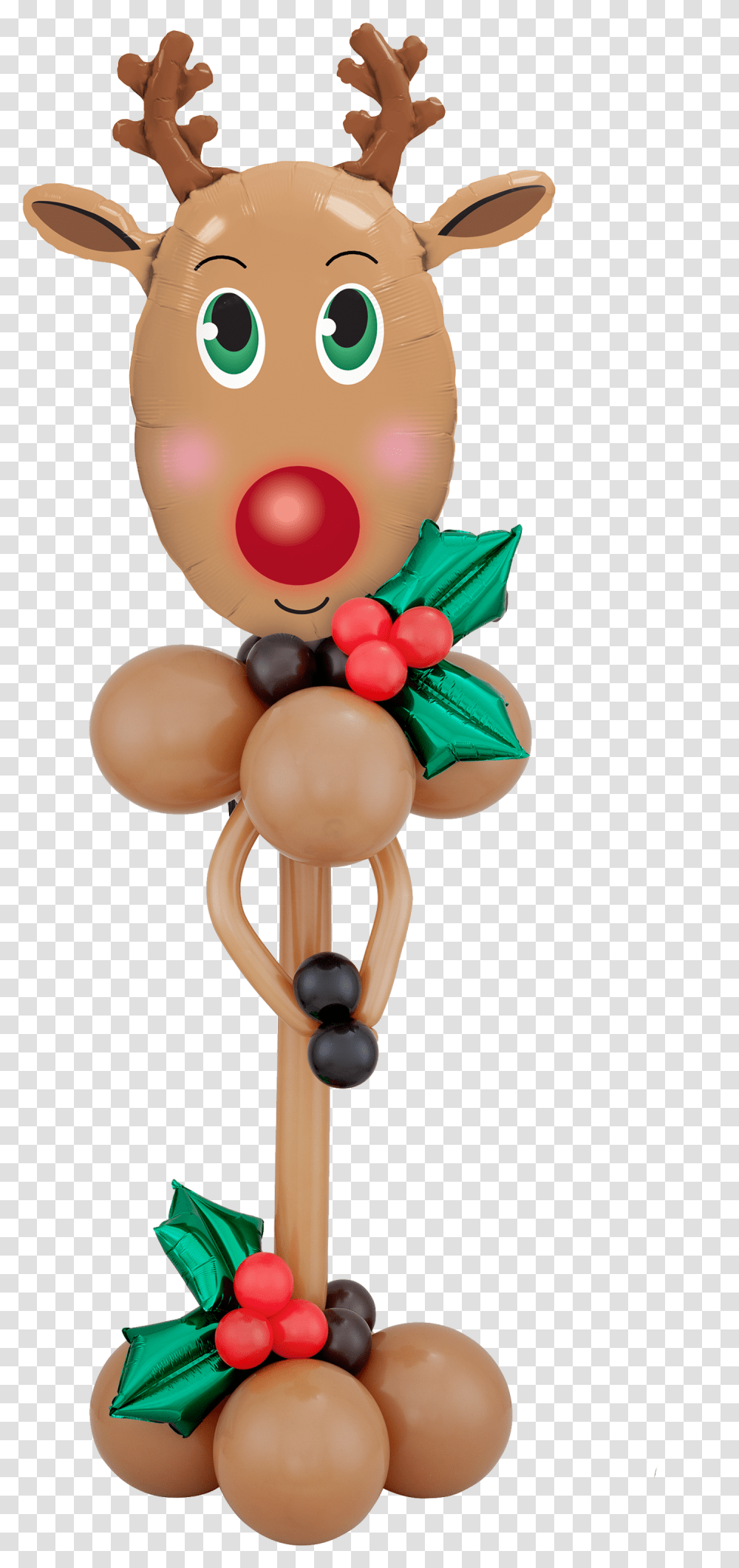 Red Nosed Reindeer Pedestal Balloon, Rattle Transparent Png