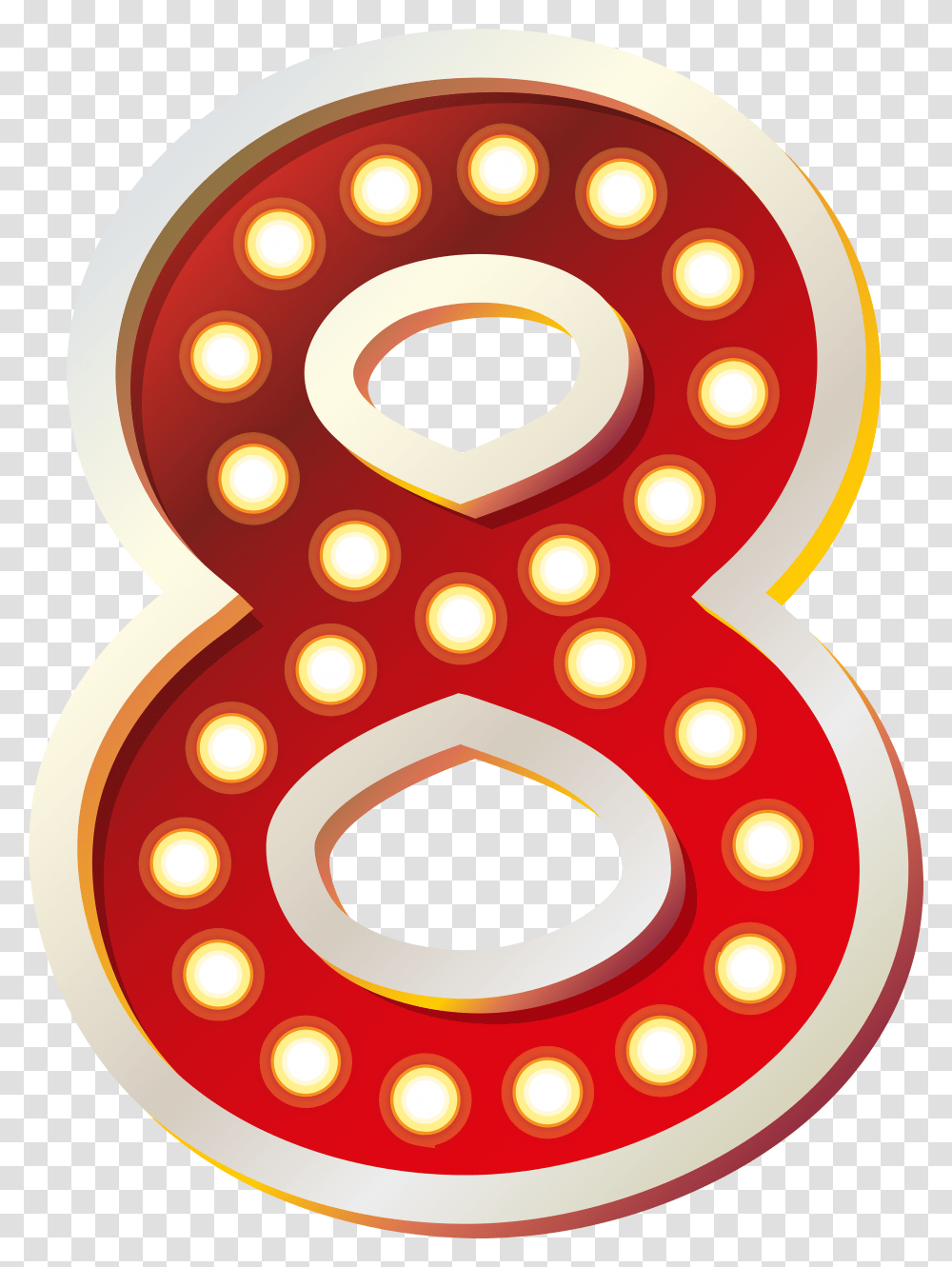 Red Number Eight With Lights Clip Art Image Eight Clipart, Symbol, Text, Alphabet, Sweets Transparent Png