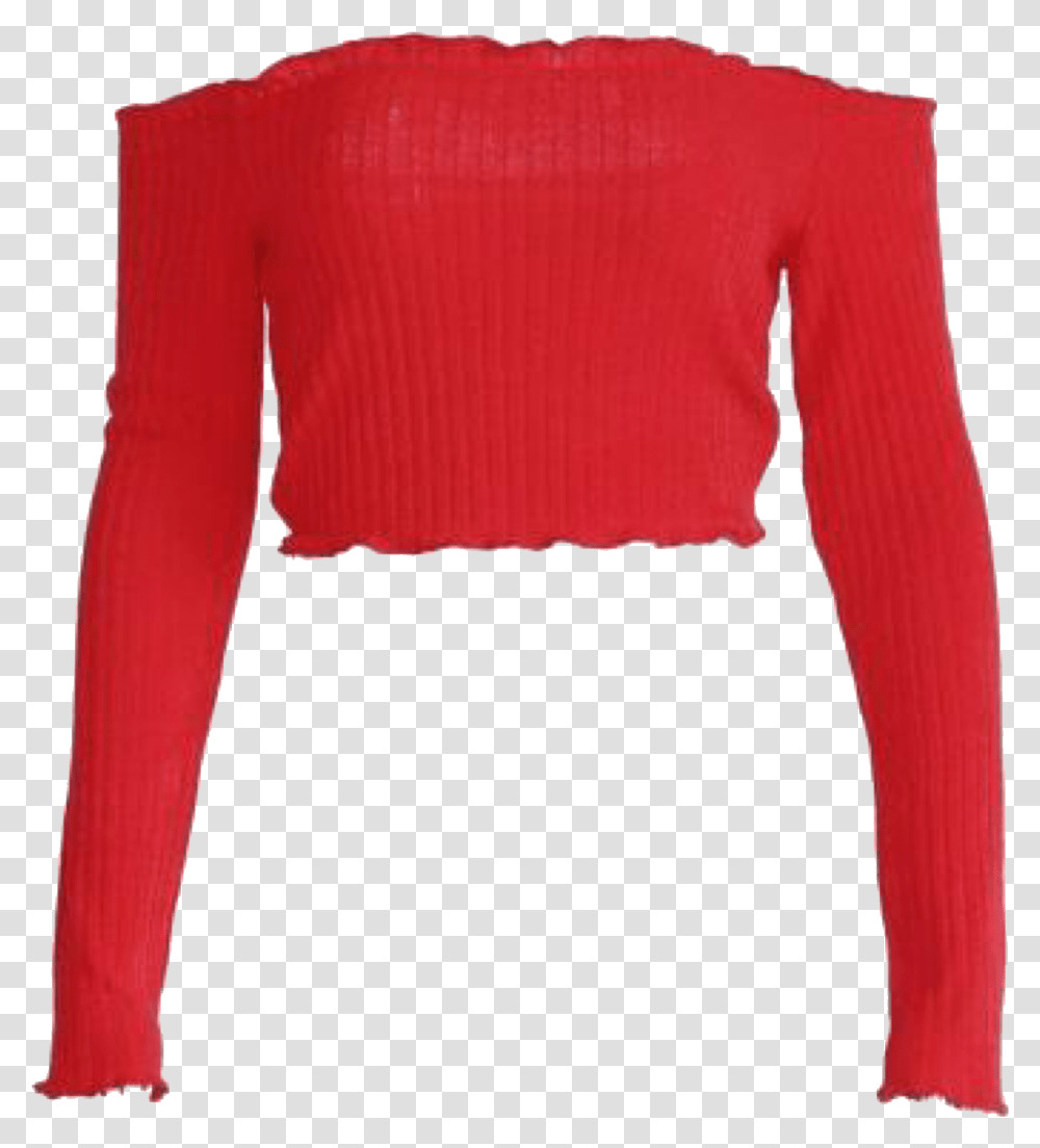 Red Off The Shoulder Crop Top Polyvore Moodboard Filler Red Crop Top, Long Sleeve, Sweater, Blouse Transparent Png
