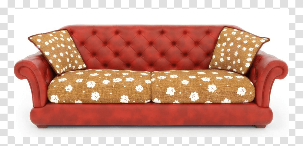 Red Old Couch, Furniture, Cushion, Pillow, Bush Transparent Png