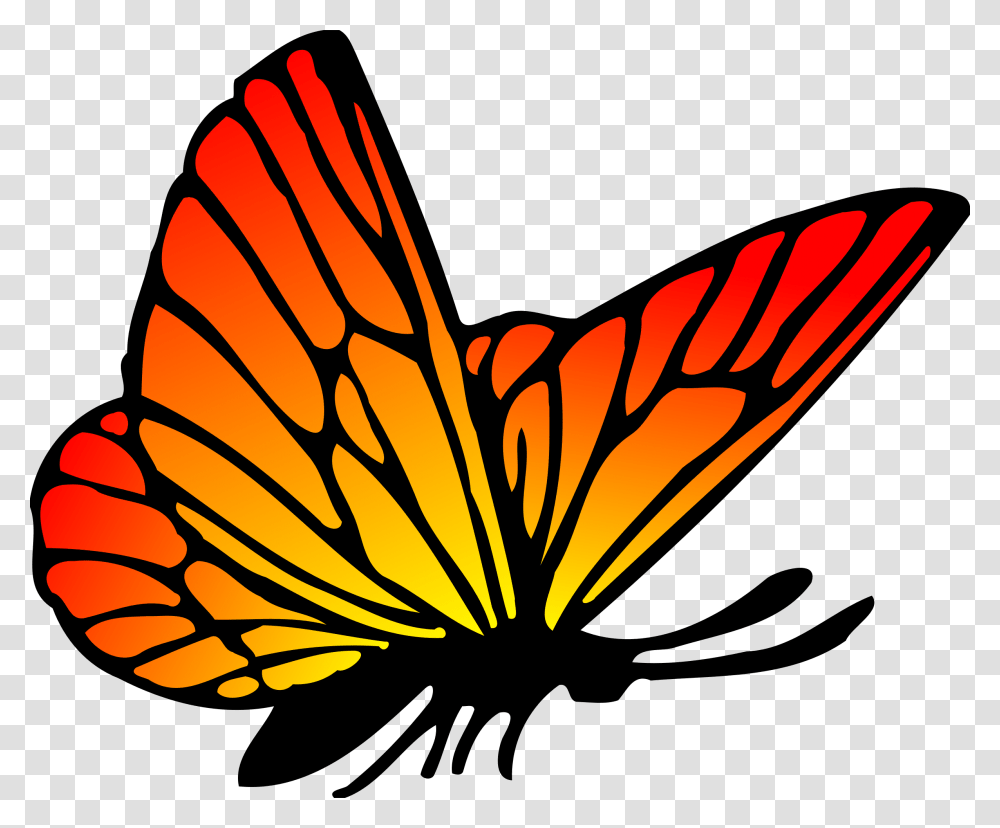 Red Orange Butterfly Vector Clipart Image, Nature, Outdoors, Petal, Flower Transparent Png