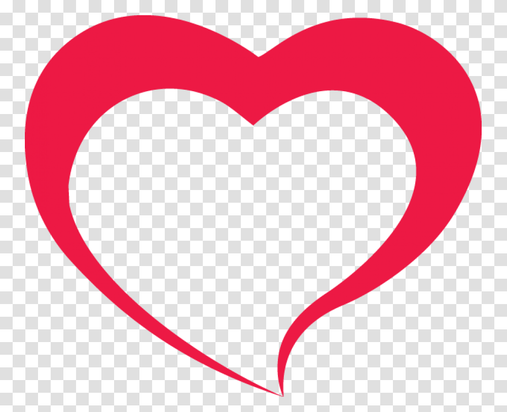 Red Outline Heart Image Red Heart Outline, Mustache, Pillow, Cushion, Face Transparent Png