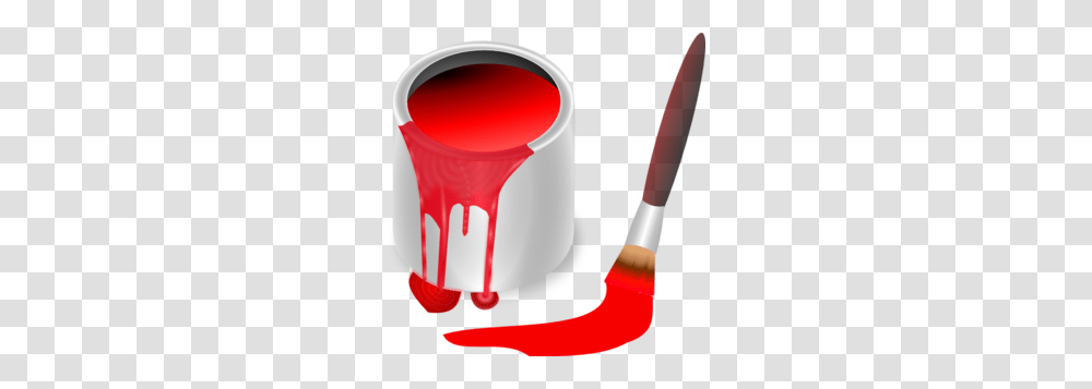 Red Paint Brush And Can Clip Art, Tool, Paint Container, Steamer, Toothbrush Transparent Png