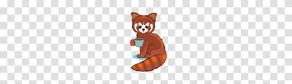 Red Panda With Coffee Gift Cartoon Kawaii, Mammal, Animal, Bear, Wildlife Transparent Png
