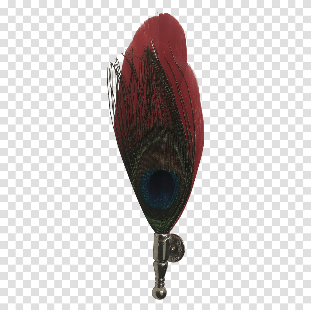 Red Peacock Feather Lapel Pin Bird, Leisure Activities, Jar, Drum, Percussion Transparent Png