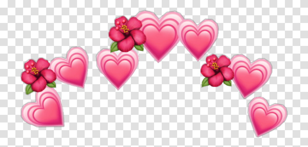 Red Pink Heart Crown Emoji Aesthetic Flower Emoji Crown Hearts, Floral Design, Pattern, Plant Transparent Png
